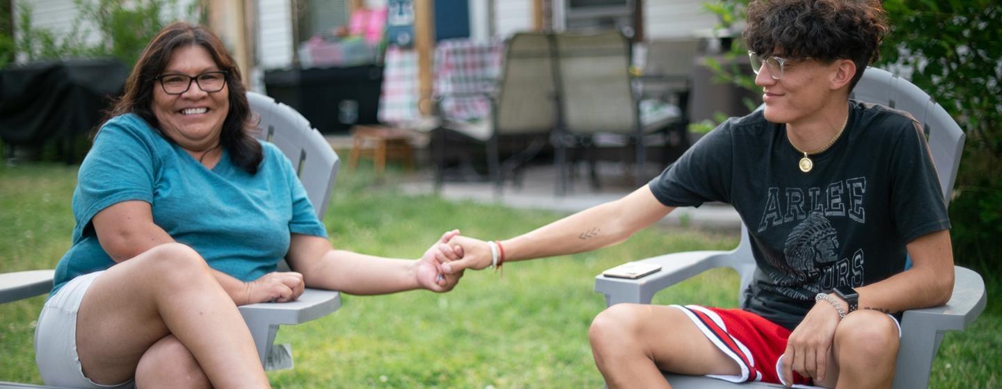 Greg Whitesell and his mom Raelena at home on Montana's Flathead Indian Reservation. Greg is a survivor of depression and suicidal ideation who advocates for mental health and suicide prevention.