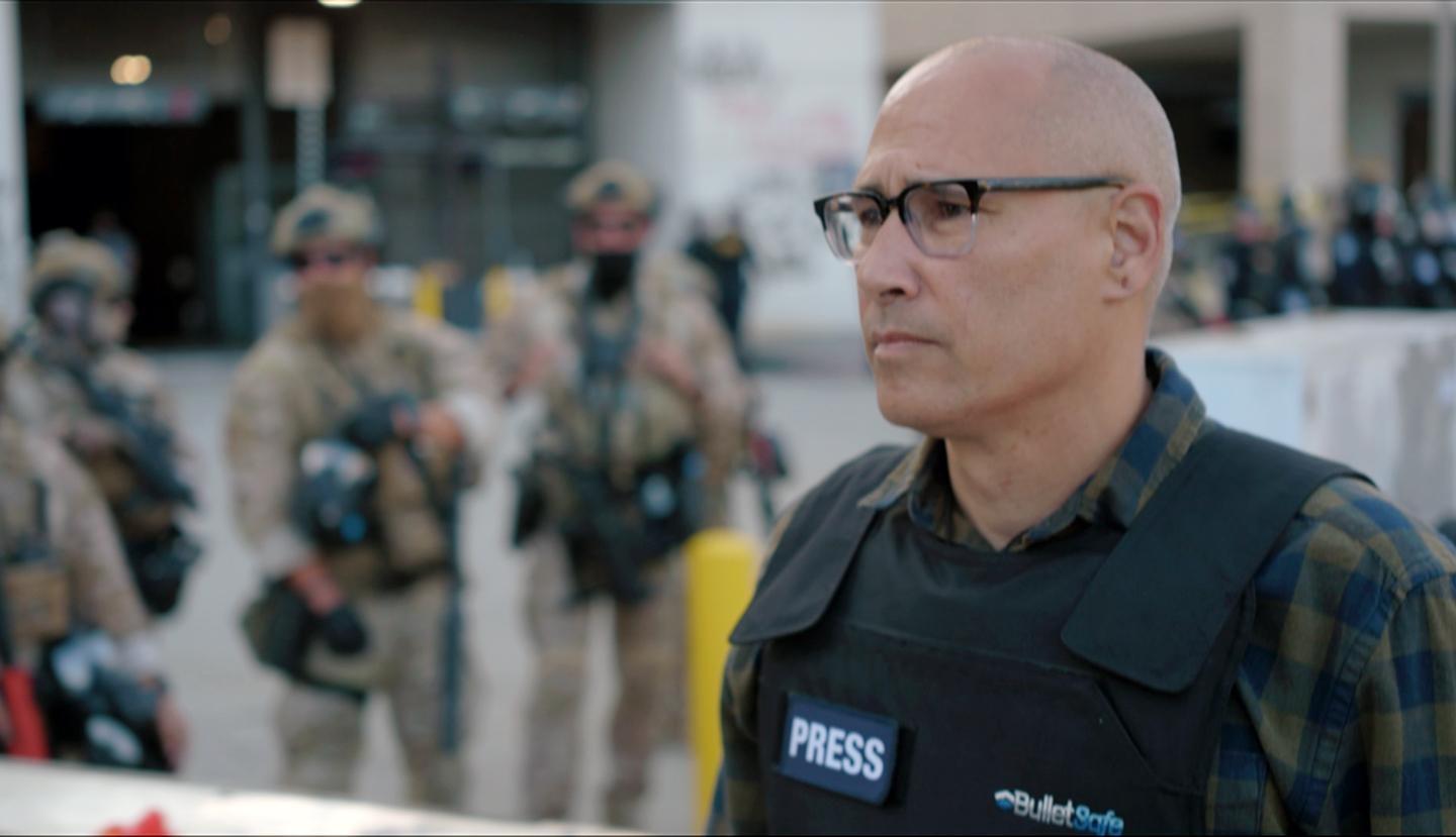 The violence, protests, and arrests stemming from the federal immigration sweeps across the country. Credit: Timothy Grucza/FRONTLINE (PBS)