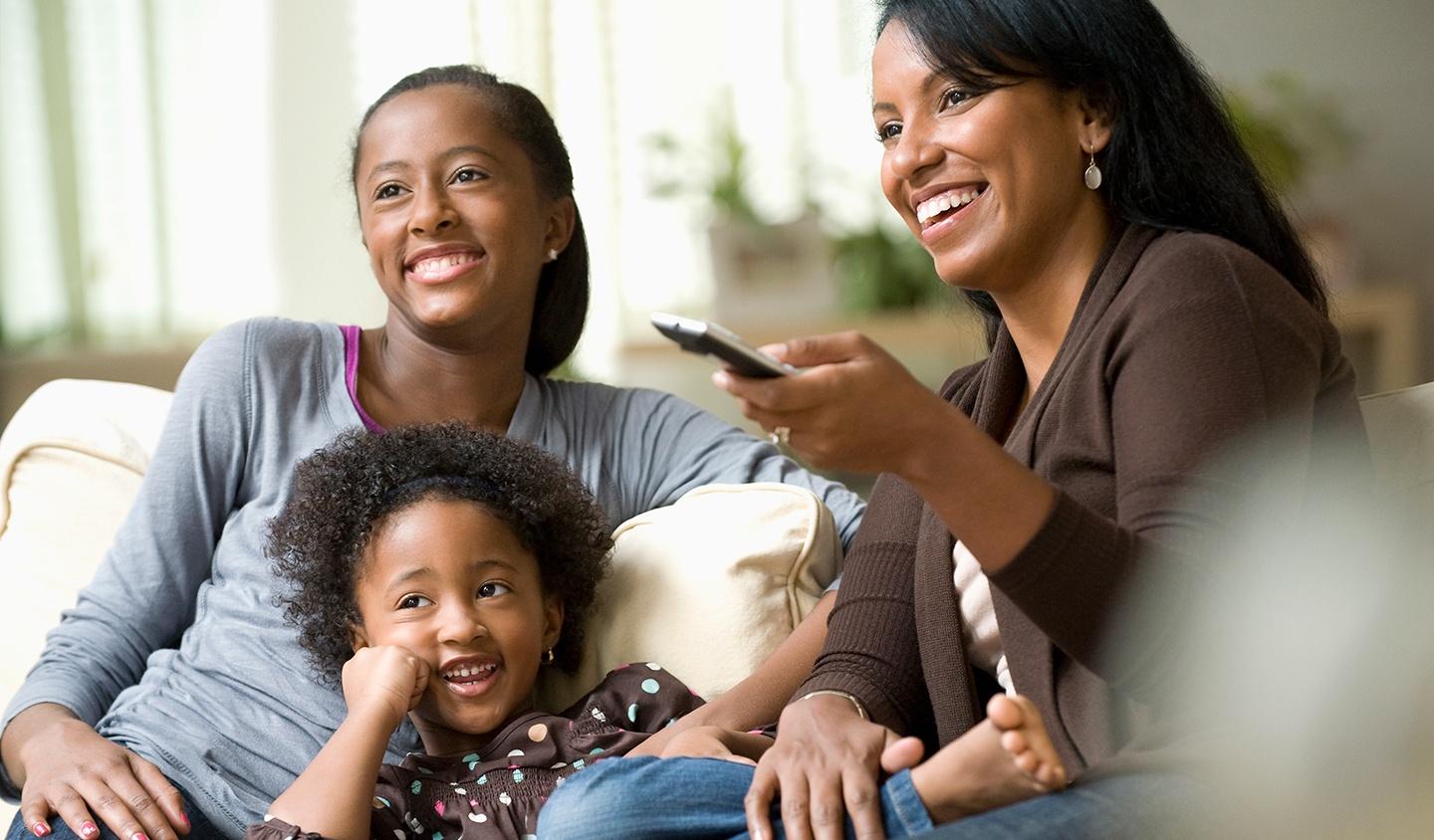 Family watching television.