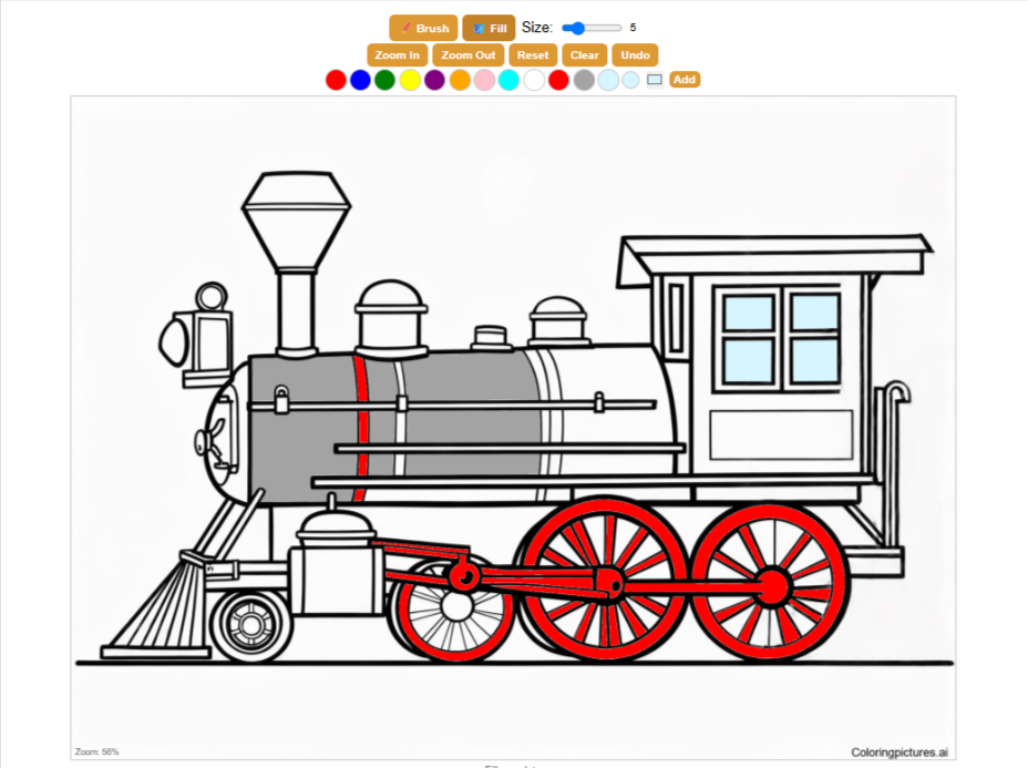 Color any picture. You can color using a brush or a bucket fill. It’s easy and fun.