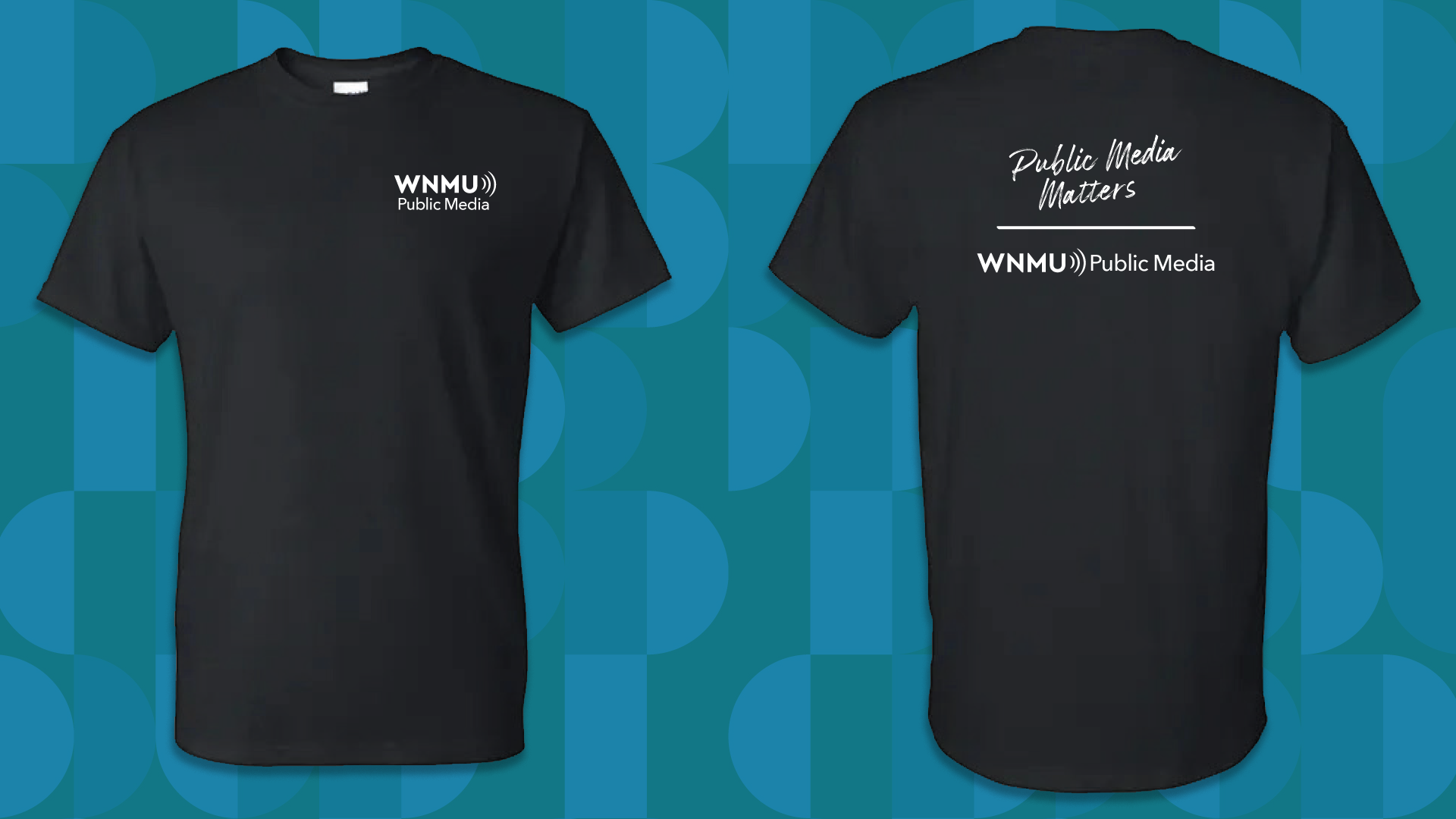 WNMU Public Media Matters black Tee Shirt front and back