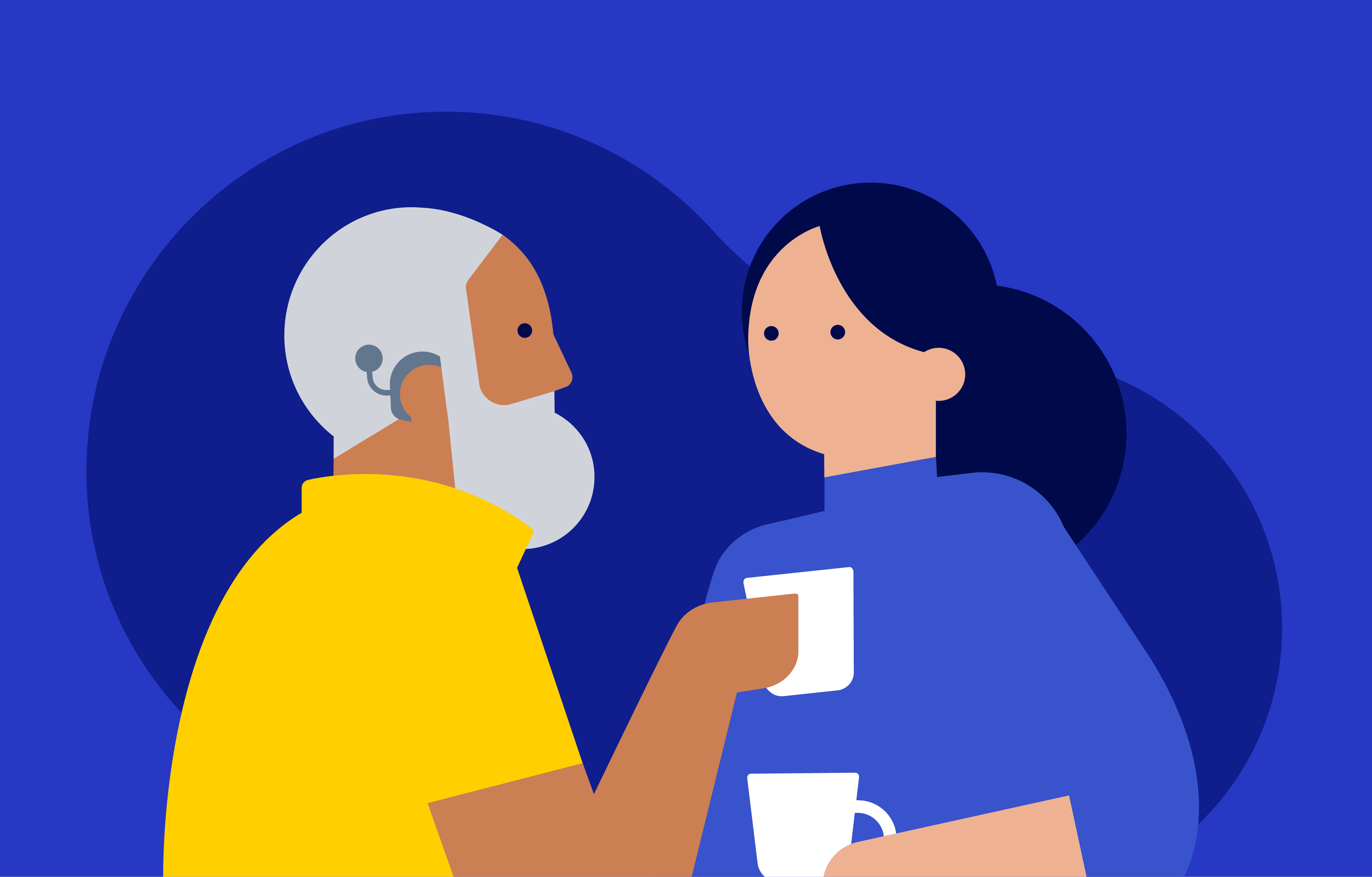 people chatting over coffee