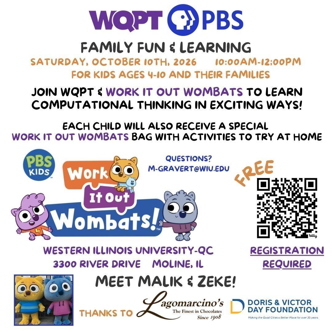 WQPT PBS Family Fun & Learning Saturday, October 10th, 2026 10 AM–12 PM