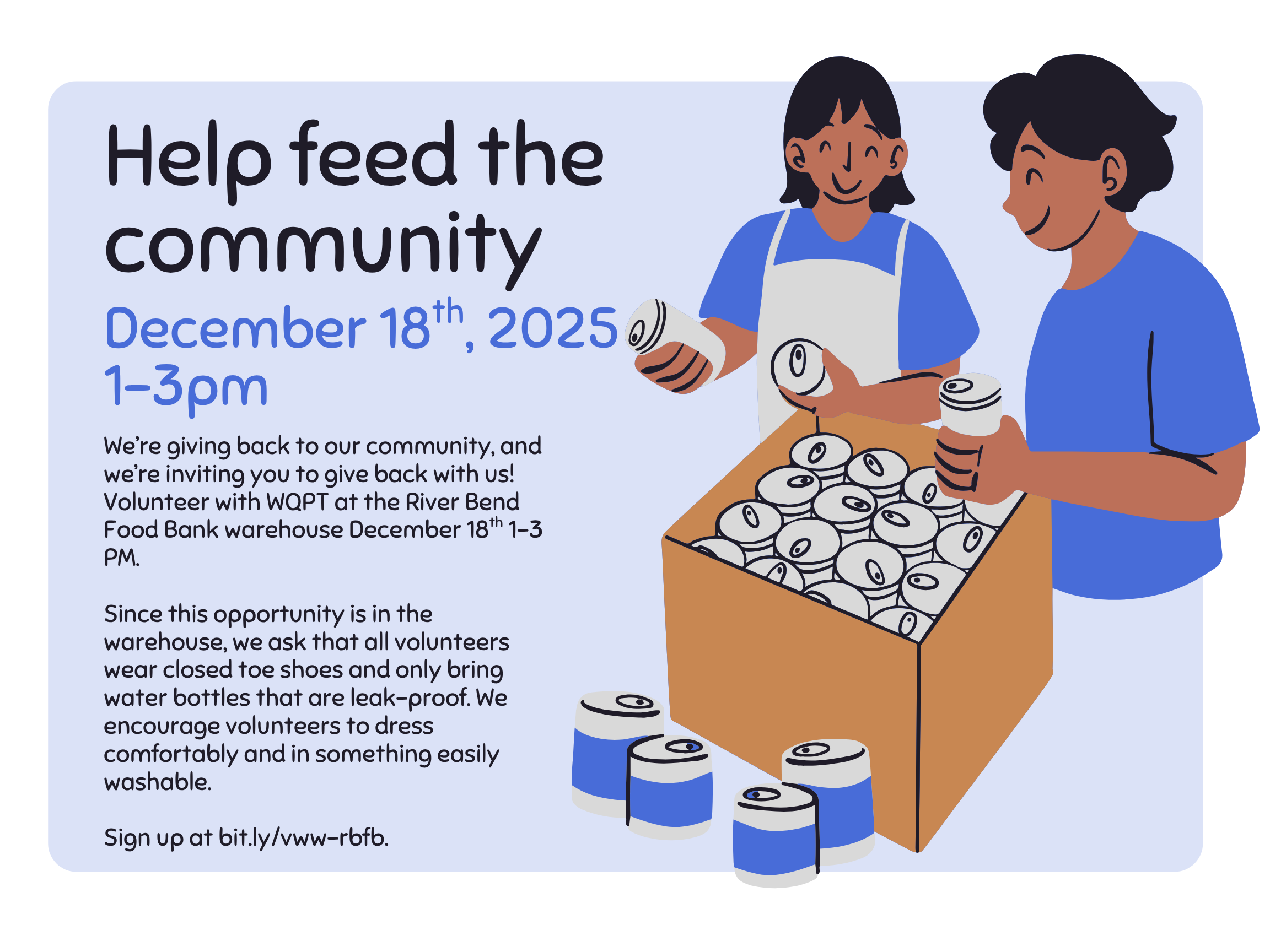 Help feed the community December 18th, 2026 1-3 p.m.