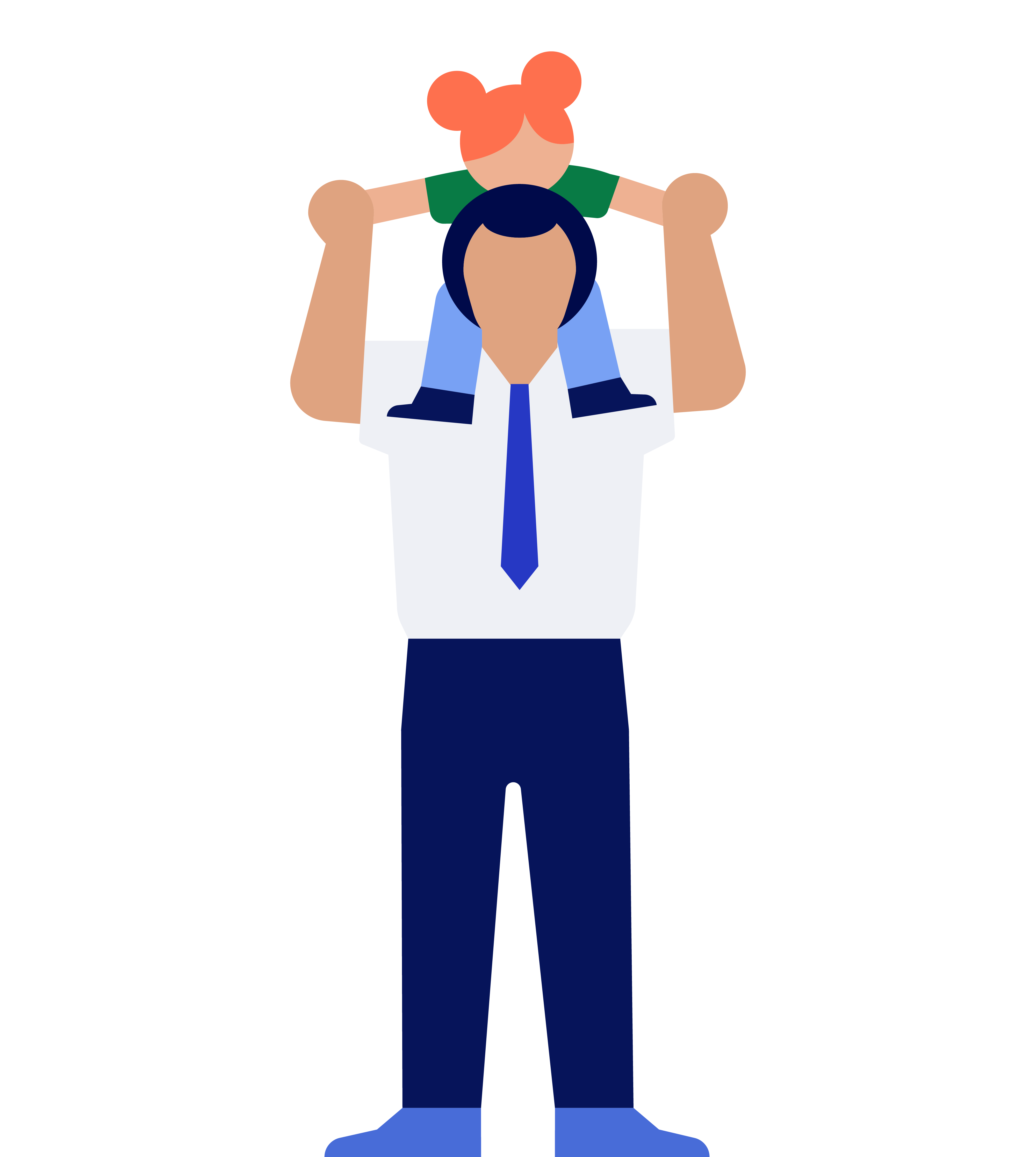 Man carrying a child on his shoulders