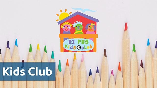 Rhode Island PBS Kids Club clubhouse and colored pencils.