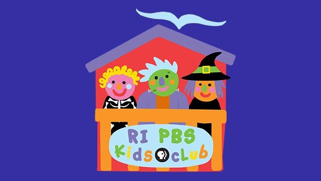 Rhode Island PBS Kids Club kids dressed in Halloween costumes sitting in the clubhouse