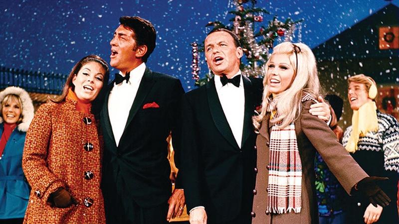 Dean Martin, Frank Sinatra and others singing.