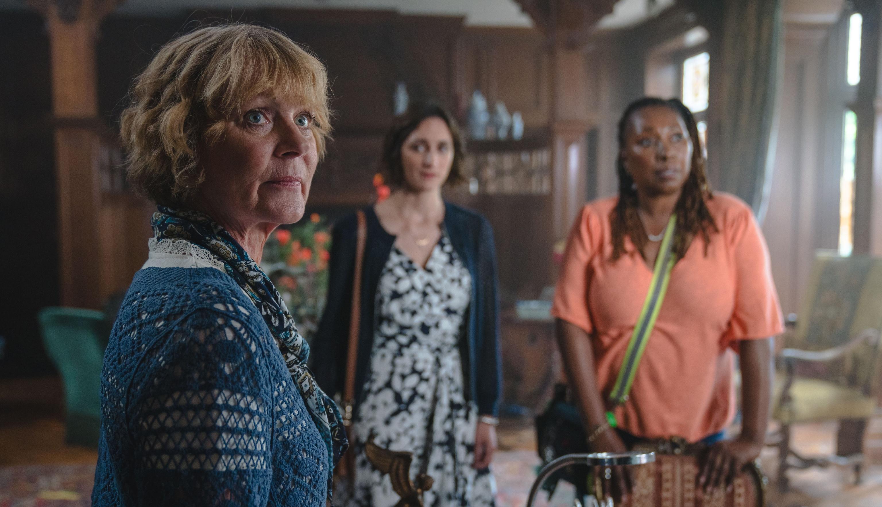 Samantha Bond as Judith Potts, Cara Horgan as Becks Starling and Jo Martin as Suzie Harris
