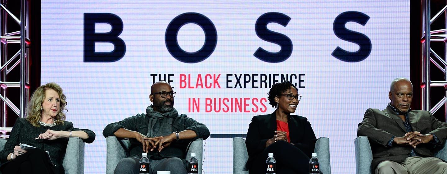 Image of filmmaker Stanley Nelson and others discussing Boss: The Black Experience in Business