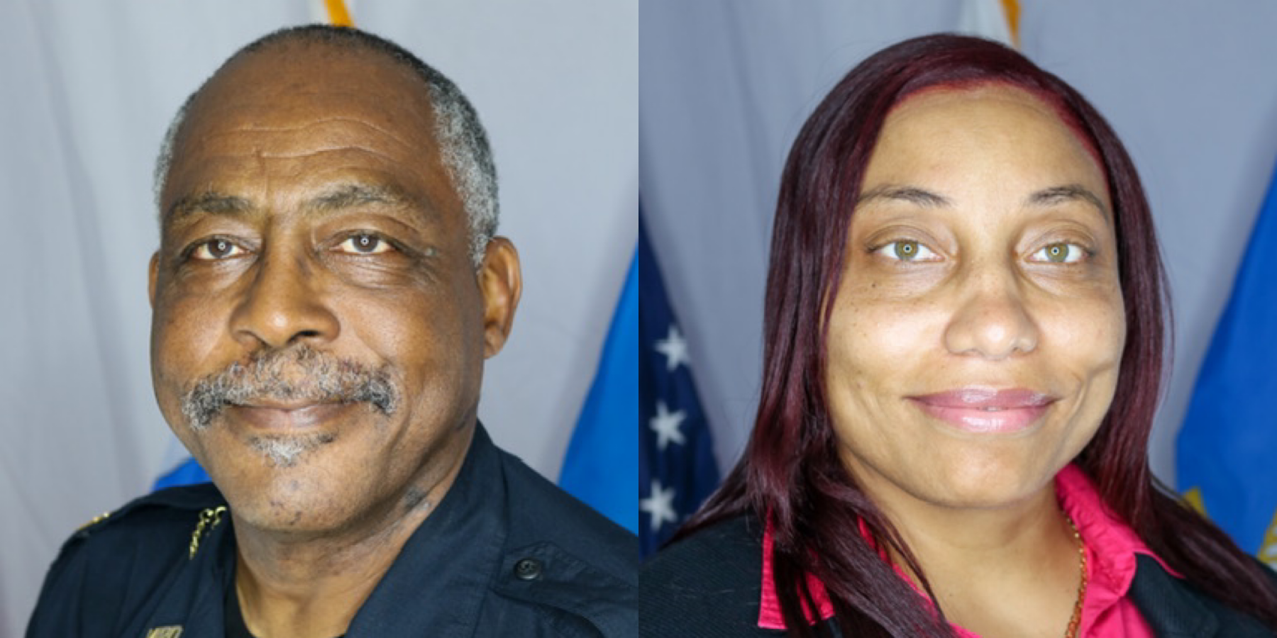 Pictures of Lieutenant Clayton Brown and Vivianne P. Newton, Director of the Internal Affairs and Applicant Screening Bureau