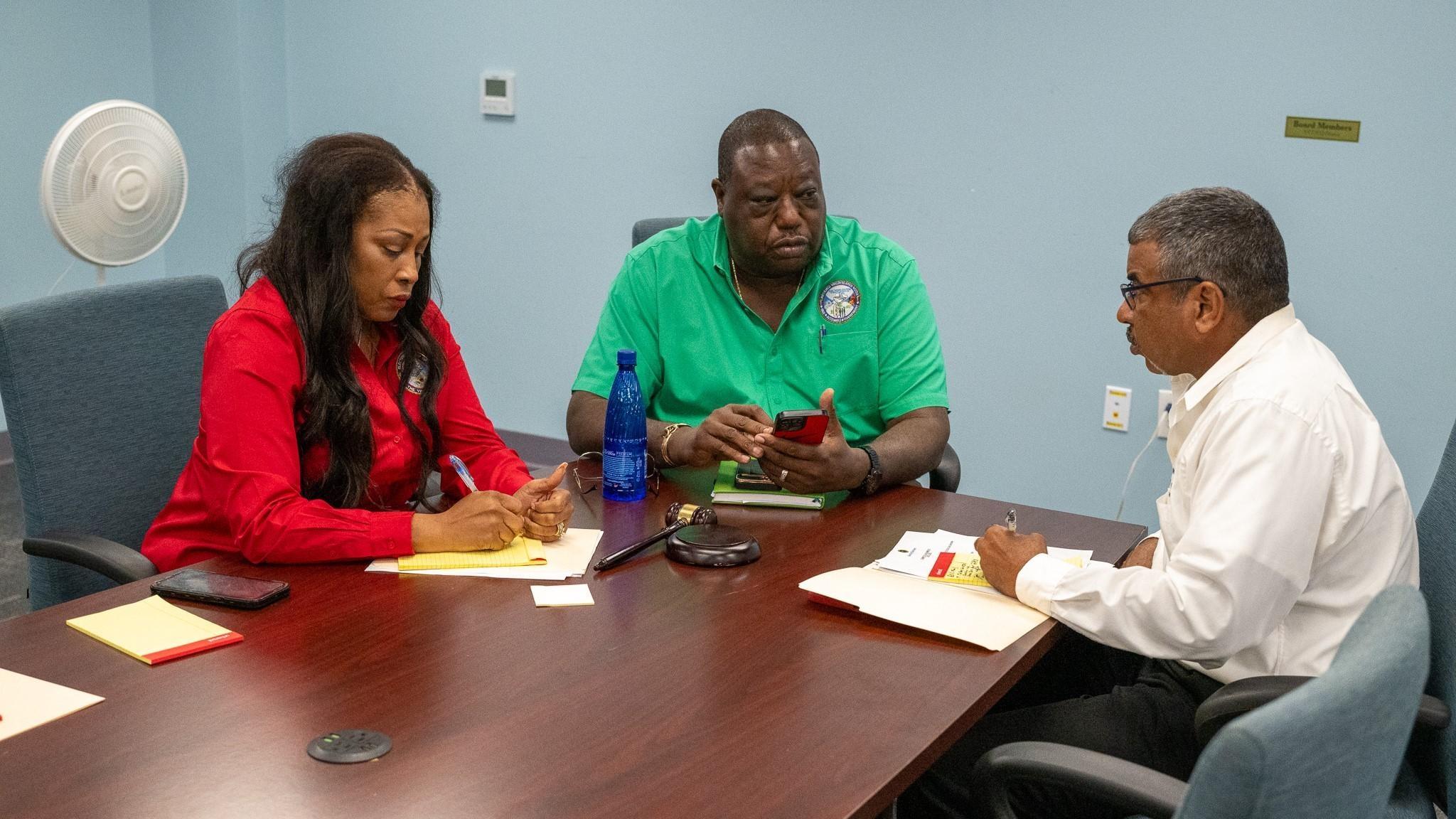 Virgin Islands Board of Elections huddle 