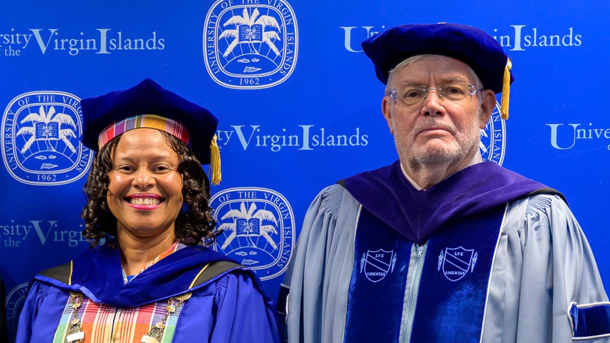 University of the Virgin Islands President Safiya George and Board of Trustees Chairman Henry Smock