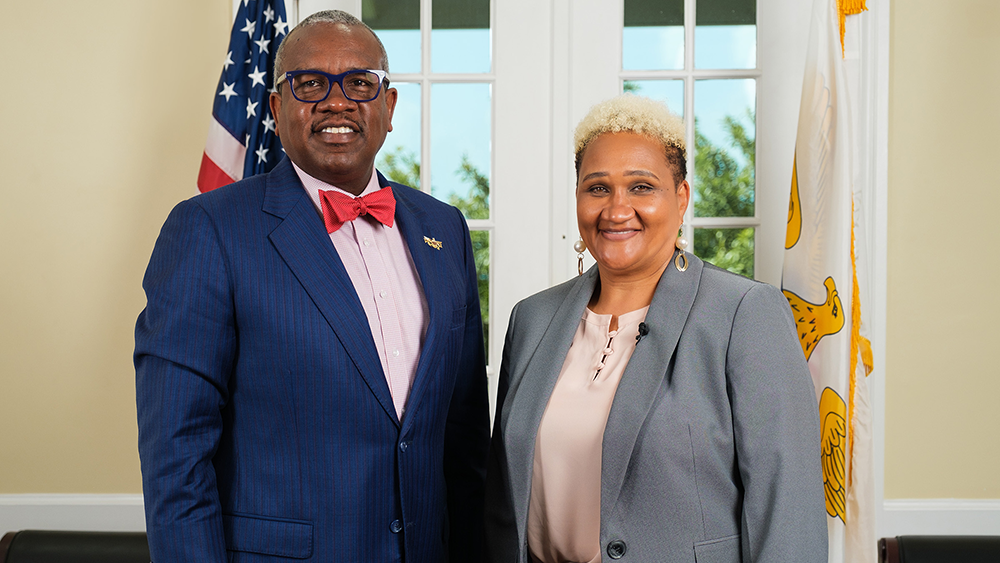 Governor Albert Bryan Jr and Dr. Dionne Wells-Hedrington