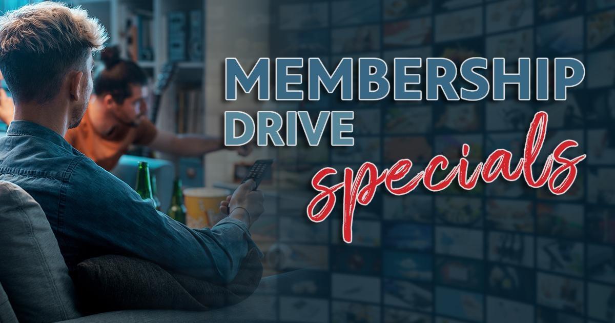 Membership Drive Specials with People watching tv.