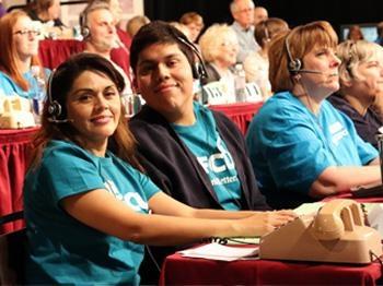 Volunteers answering phones