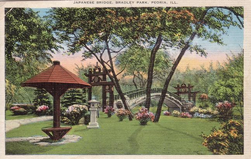 Water Color Postcard of the Japanese Bridge, Bradley Park