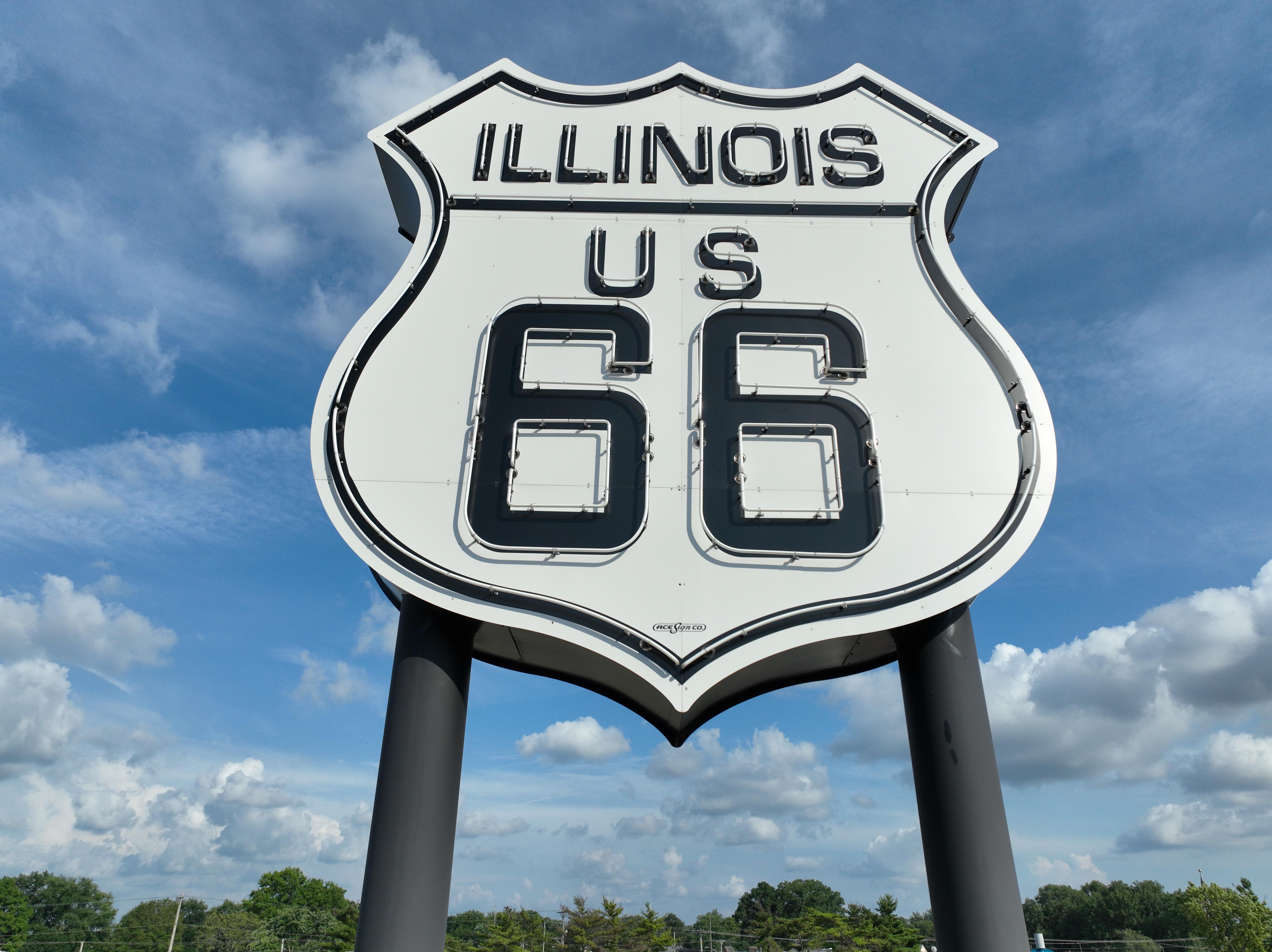 Large light up Illinois US 66 Road Sign