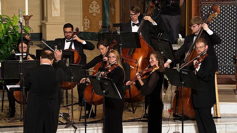 Peoria Symphony Orchestra strings in concert