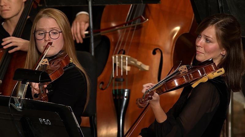 Peoria Symphony Orchestra strings in concert