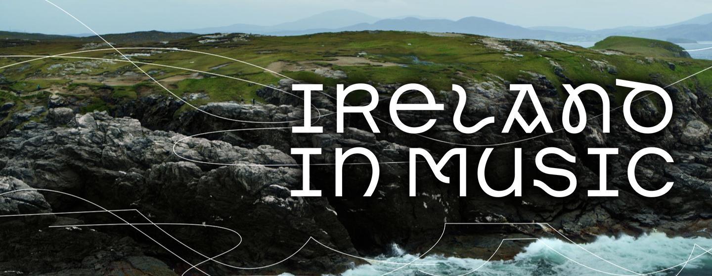 Ireland in Music Logo over a seascape