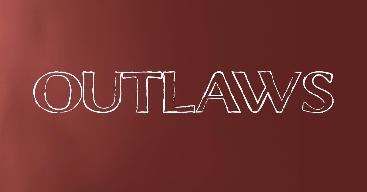 The title “OUTLAW’S” appears in large, distressed white lettering against a textured dark red background.