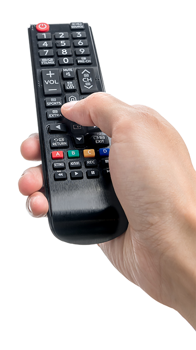 Handing holding a TV remote