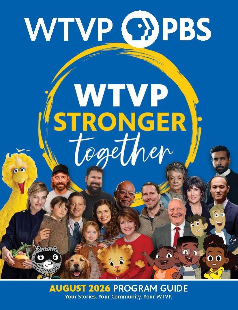 Blue and yellow WTVP Stronger Together logo