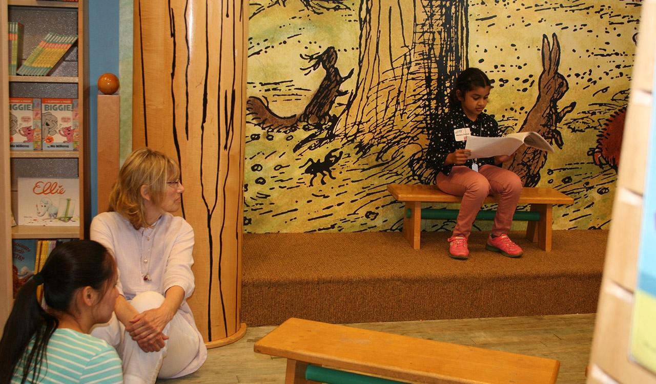 First Grade winner reads her story at Barnes and Noble Little Local Authors Event