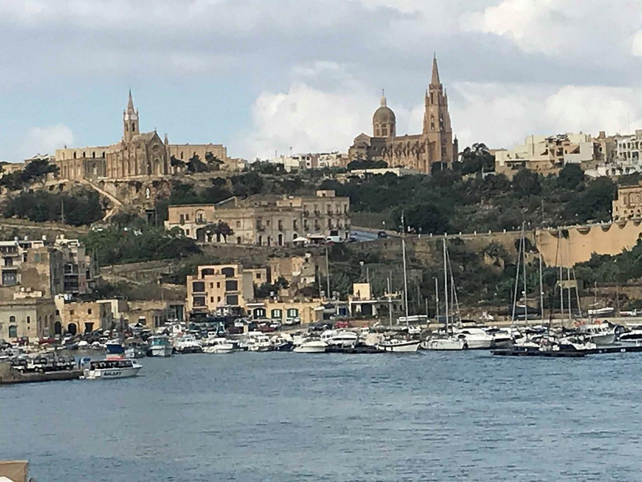 Wide shot of harbor in Gozo