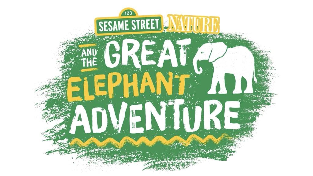 Sesame Street and the Great Elephant Adventure logo with NATURE logo and an elephant graphical icon