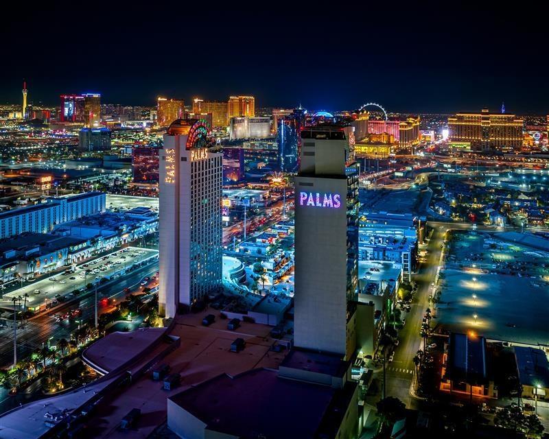 Palms Casino aerial view at night