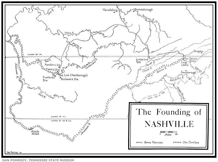 The founding of Nashville map
