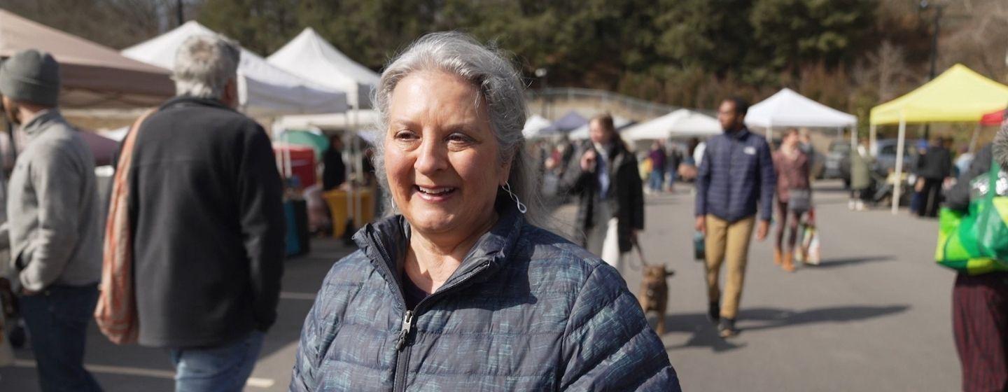 Sheri Castle at a farmers market.