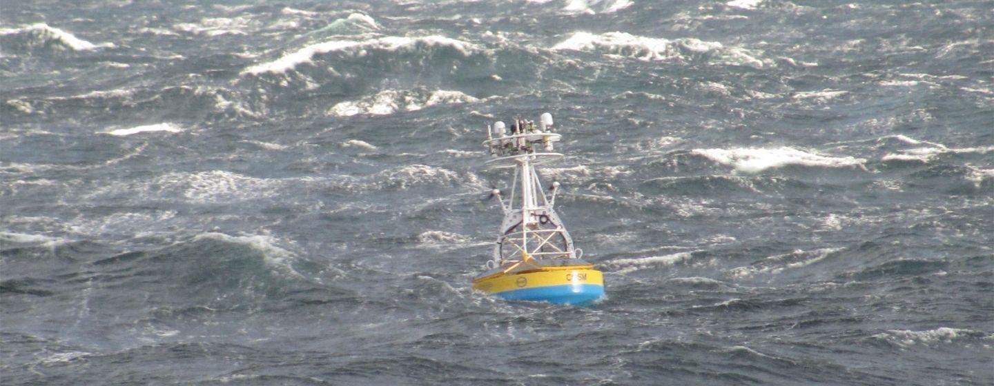 Surface moorings of the Pioneer Array loaded with scientific instruments are built to washstand all types of ocean conditions.