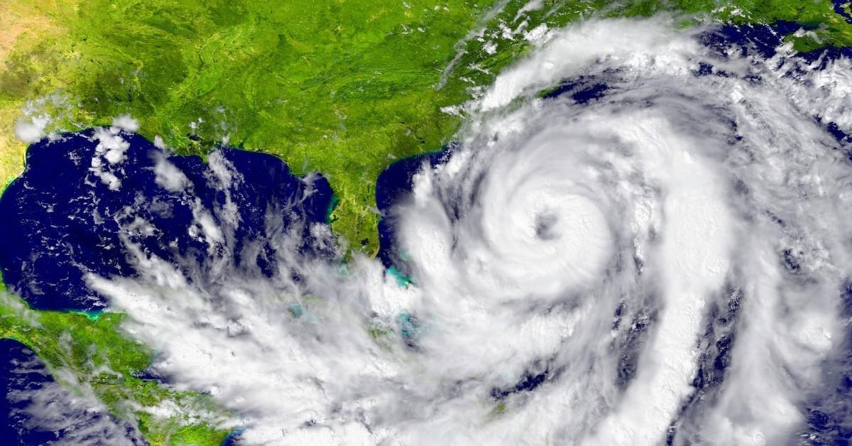Satellite image of a hurricane over the South-East coast of the US and the Gulf of Mexico.