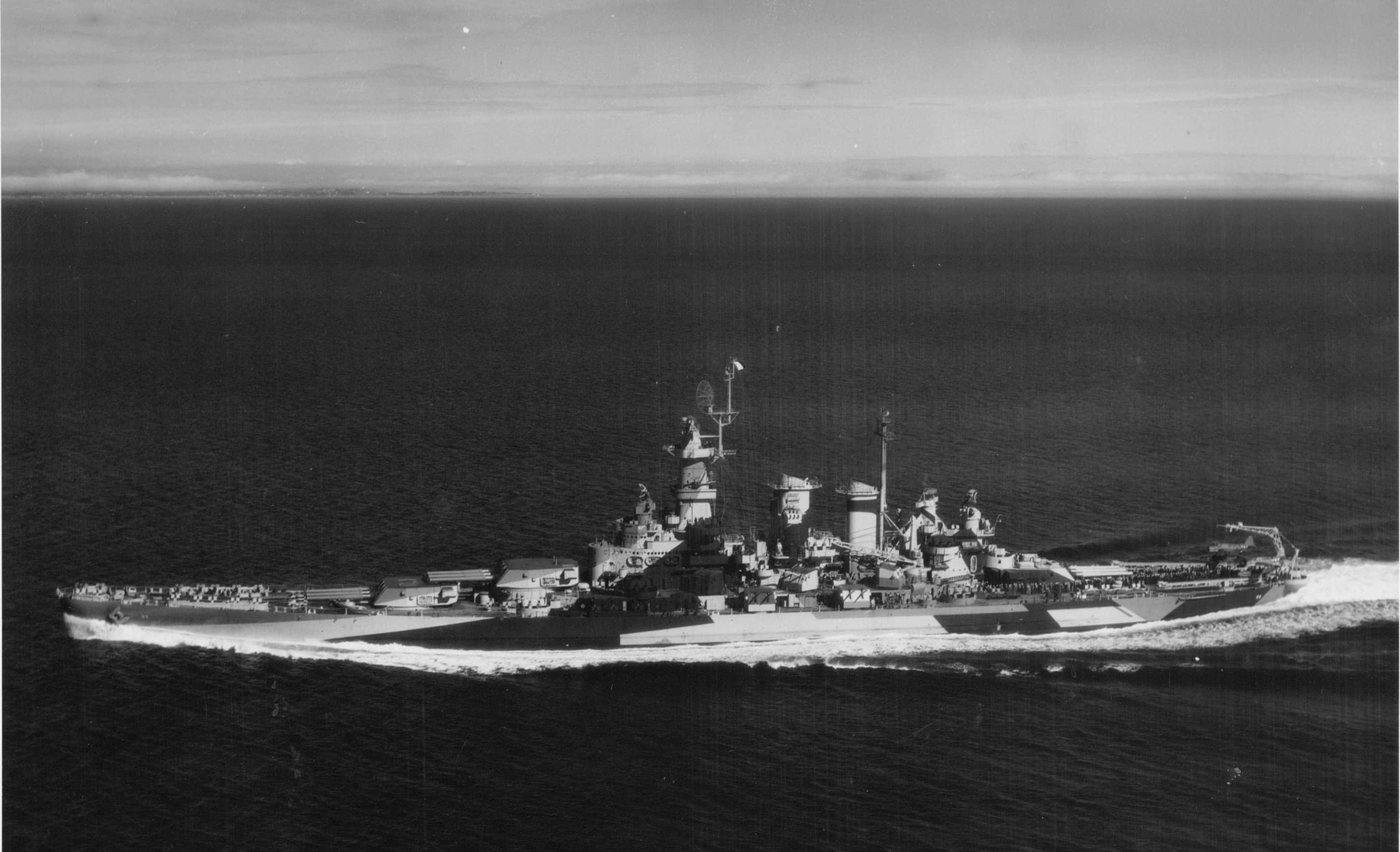 The USS North Carolina at sea in 1943. Photo courtesy of Battleship North Carolina.