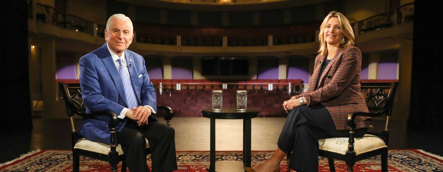 Nido Qubein and Molly Painter on the set of Side by SIde with Nido Qubein.