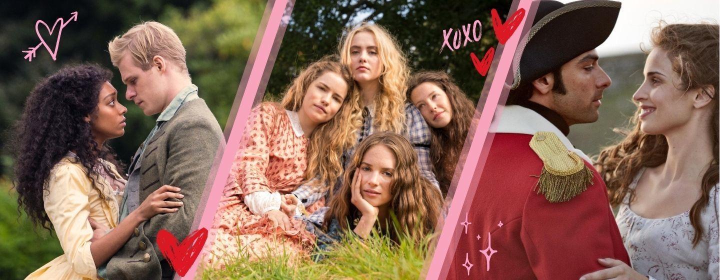From L-R: Sophie Wilde as Sophia Western and Solly McLeod as Tom Jones; Willa Fitzgerald as Meg, Kathryn Newton as Amy, Annes Elwy as Beth and Maya Hawke as Jo in Little Women; Domhnall Gleeson as Jack and Andrea Riseborough as Alice in Alice & Jack.