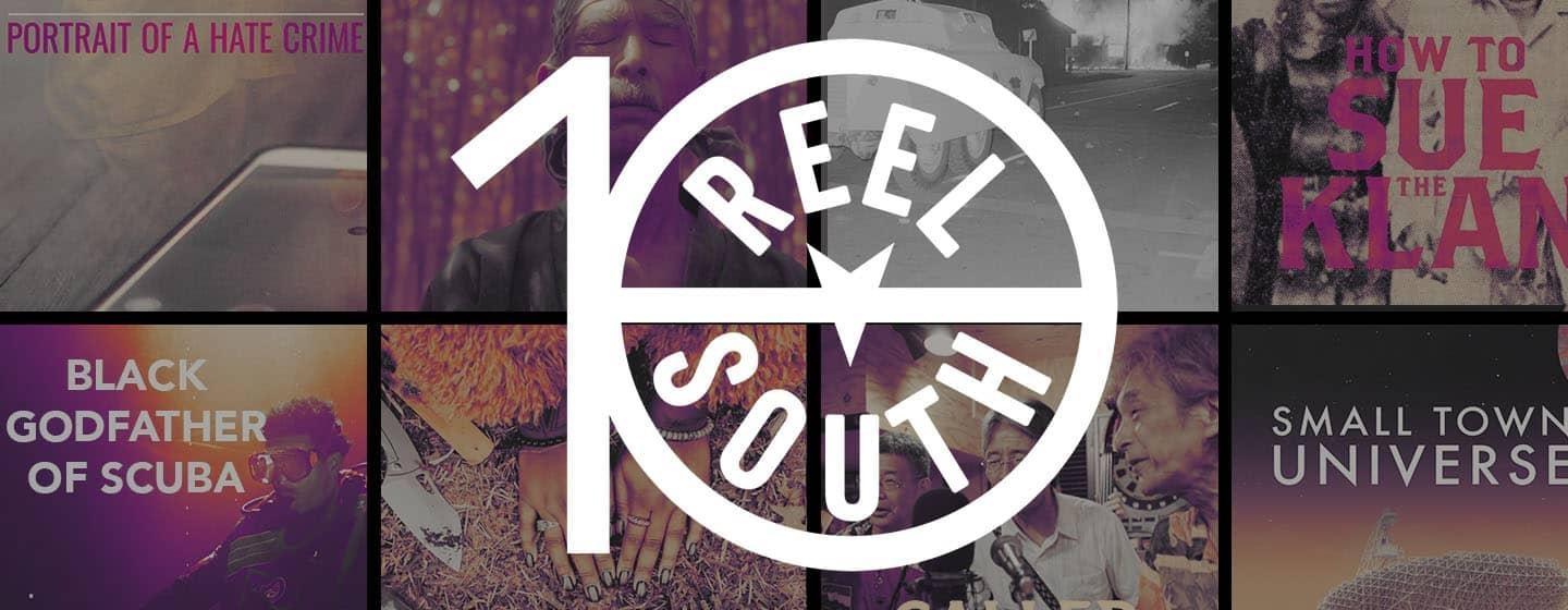 The Reel South season 10 logo superimposed on top of the season 10 film posters.