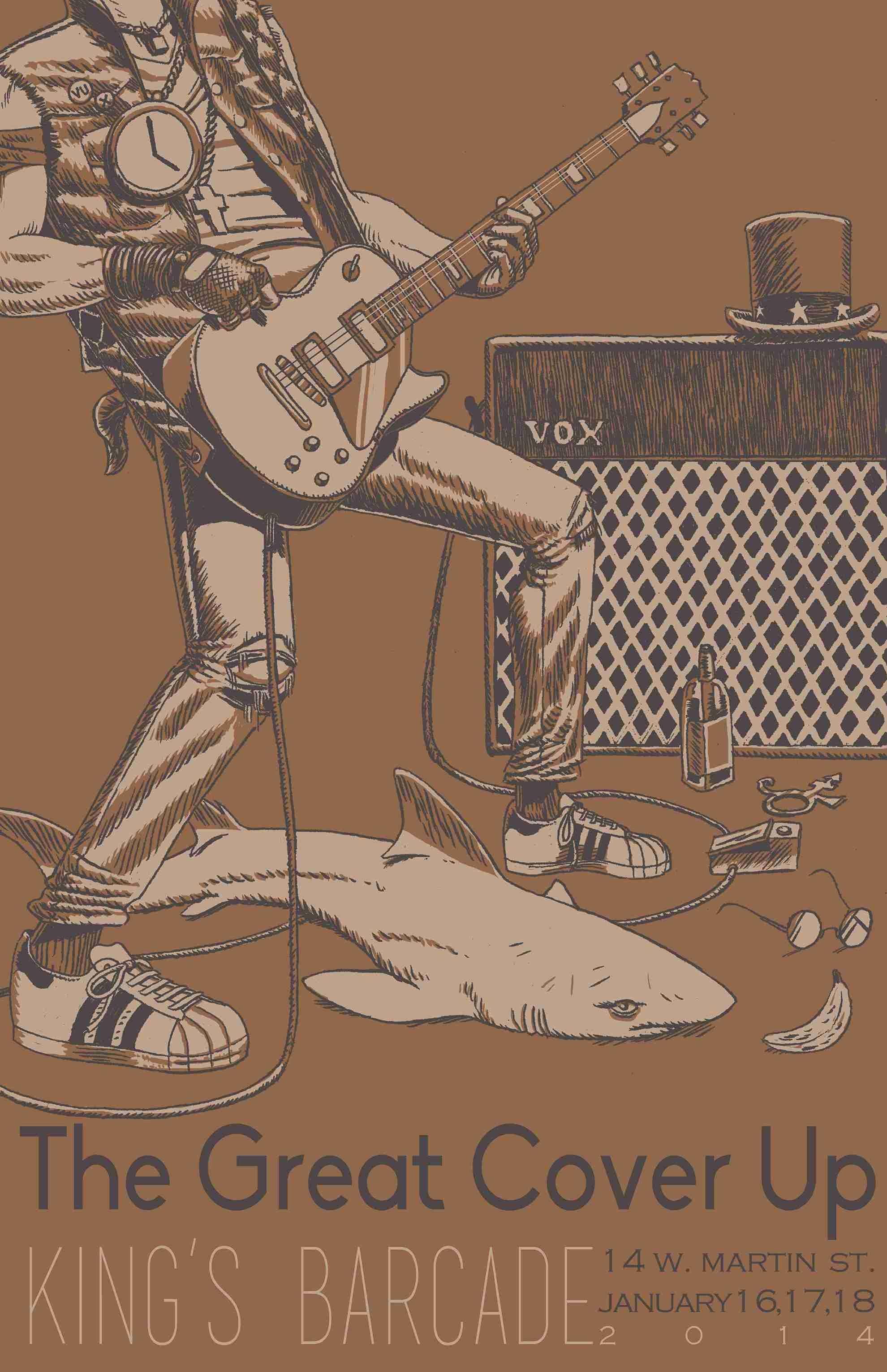 Poster for The Great Cover Up event in 2014 at Kings in Raleigh.