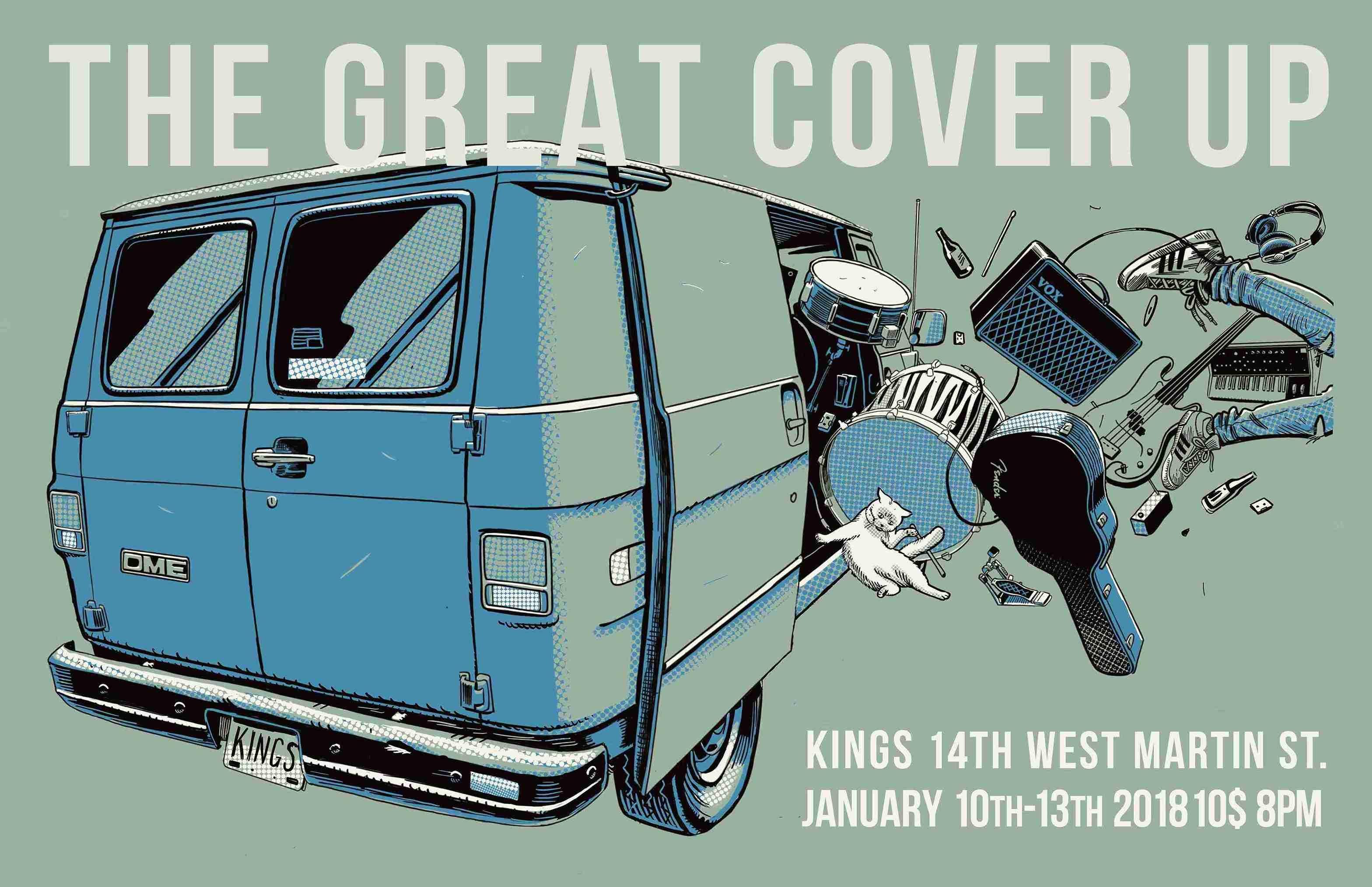 The poster for The Great Cover Up event in 2018 at Kings in Raleigh.