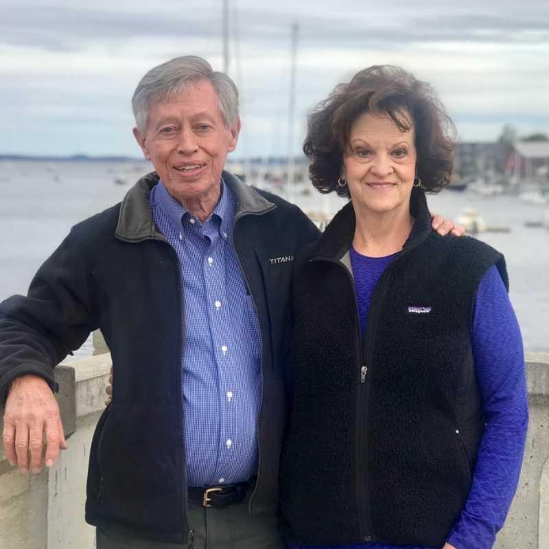 Allan and Sharon Benton stand on the waterfront