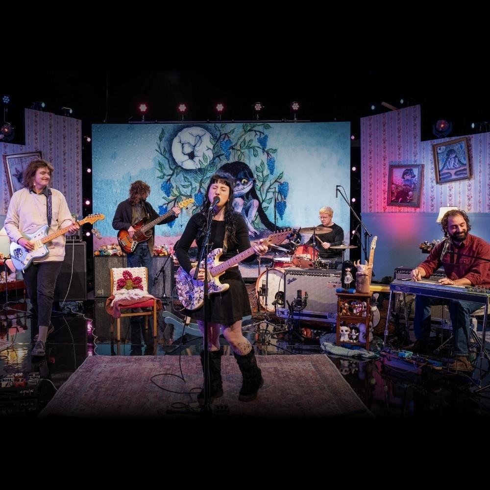 The band Wednesday on the set of Shaped by Sound.