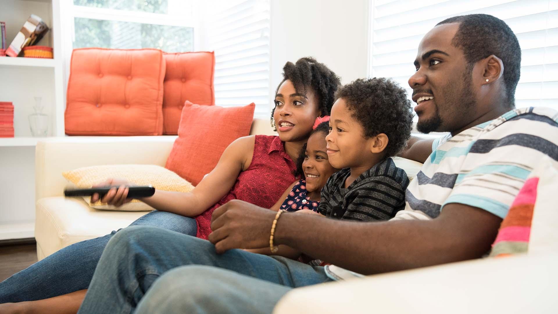 Family watching TV