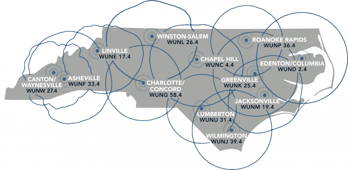 PBS North Carolina map