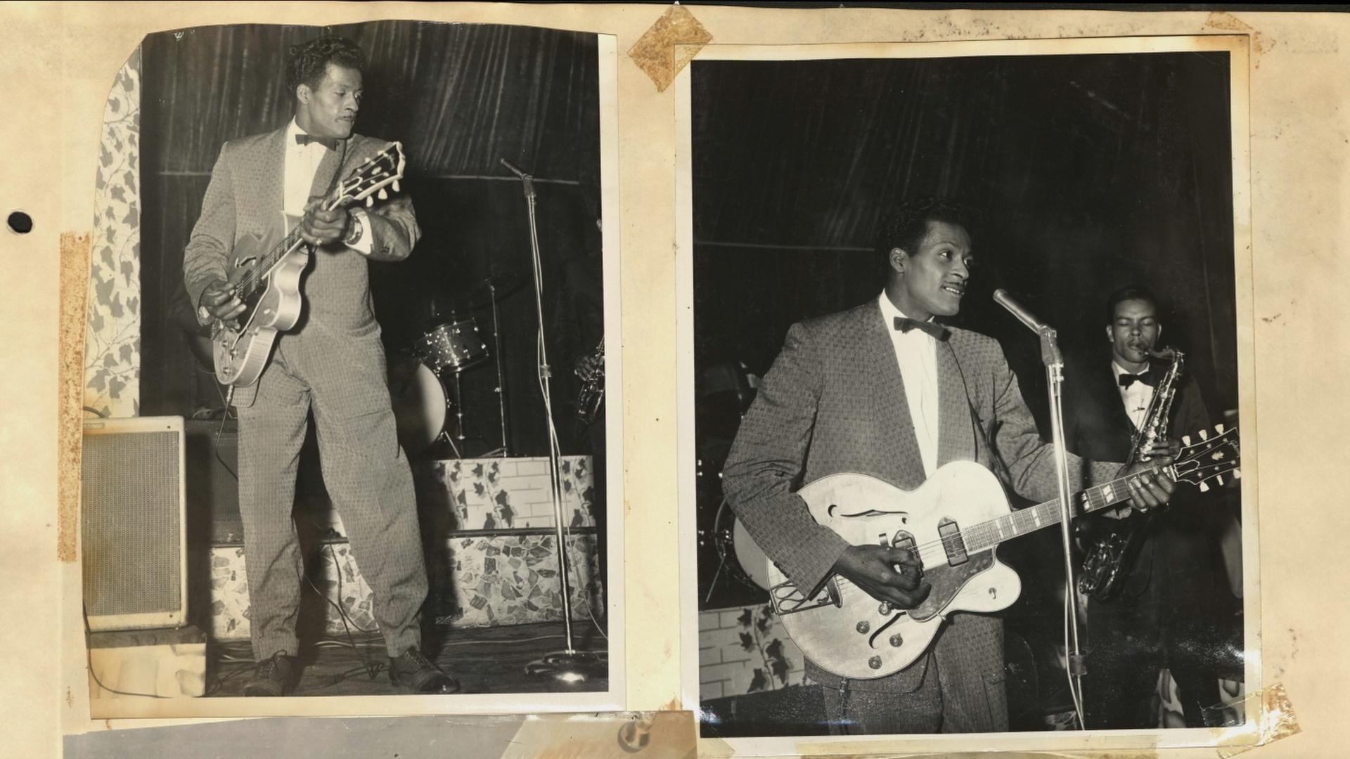 Chuck Berry performs in the Cosmo club circa 1954.