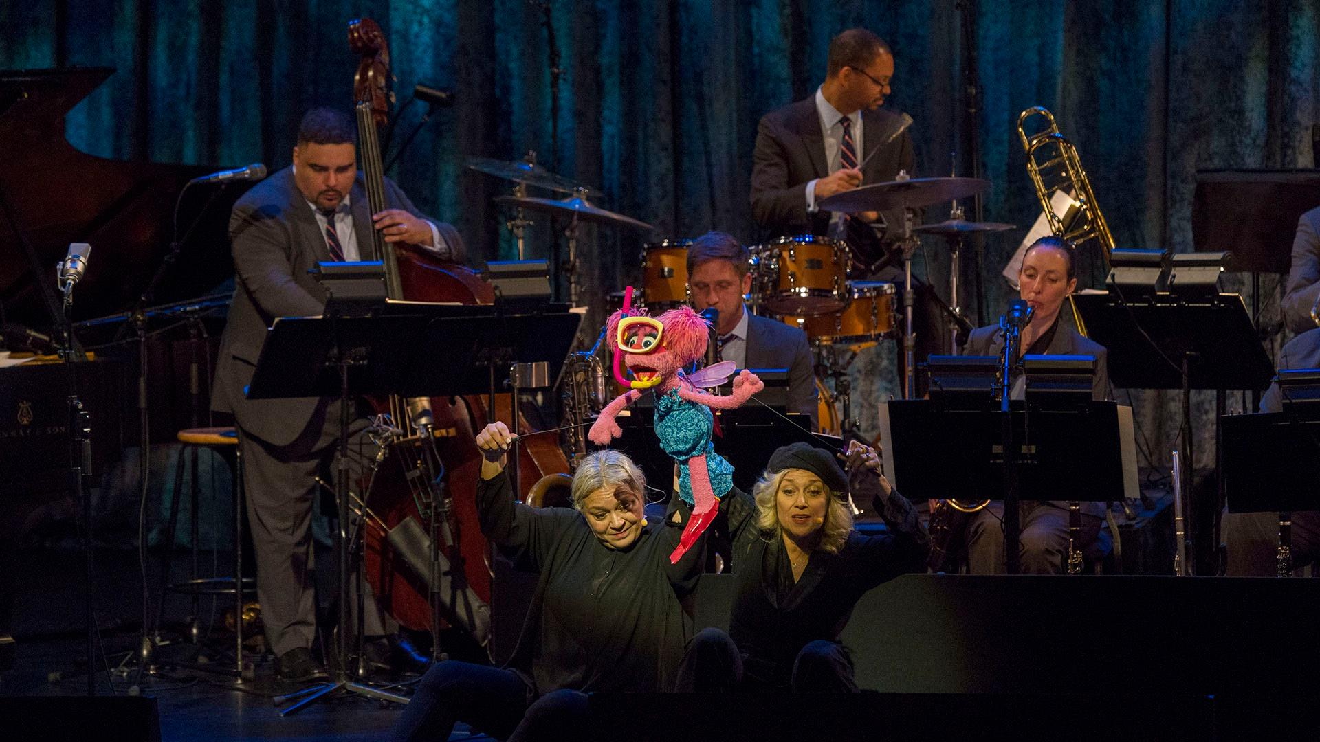 Image of Abby Cadabby performing with the the Jazz at Lincoln Center Orchestra.