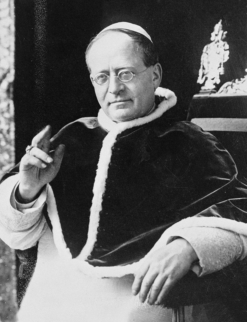 Black and white portrait of Pius XI.