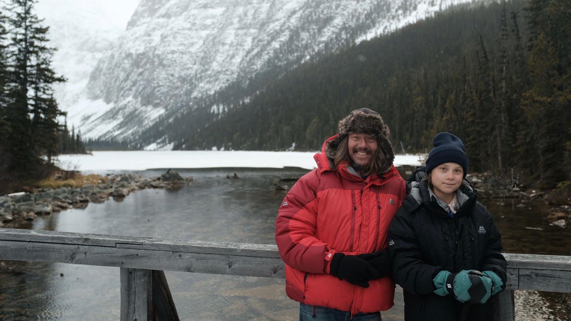 Greta and Svante Thunberg in Jasper National Park, Canada.
